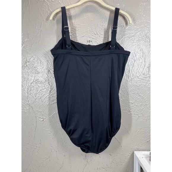 Vintage Lands End Solid Black Womens Swimsuit One Piece‎ Ruched Plus Size 16W - Picture 3 of 6